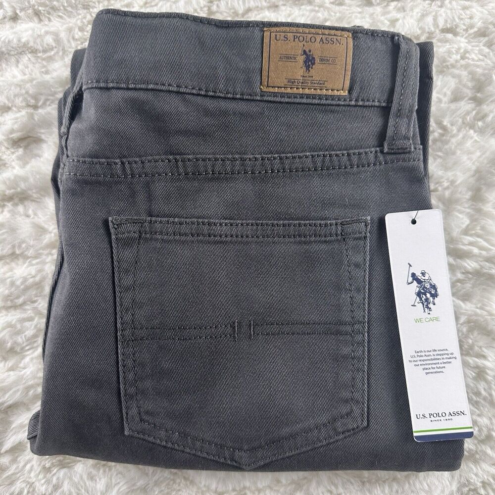 US POLO ASSN. Boys Size 18 Dark Gray 5 Pocket Jeans Brand New, Reinforced Knee - Picture 16 of 16